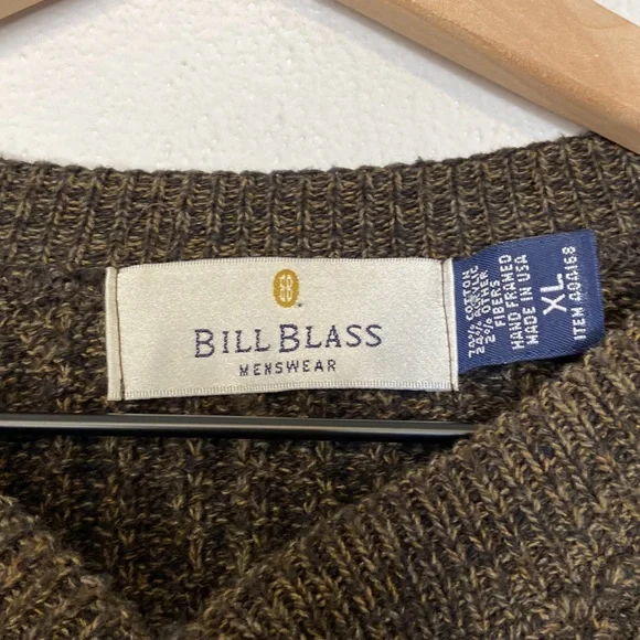 Vintage Bill Blass Menswear Knit Neutral Henley Crewneck Sweater XL Brown - Picture 4 of 4